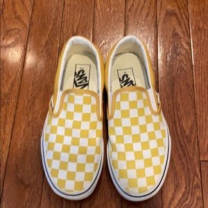 Girls Yellow Checkered Vans